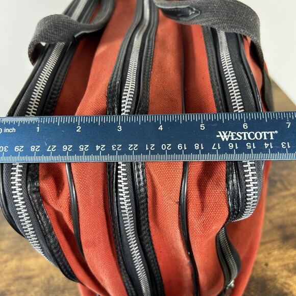 Vintage Soft Carry On Suitcase Bag Red With Black Trim Made In Korea 12 x 19 x 8 - Picture 9 of 14